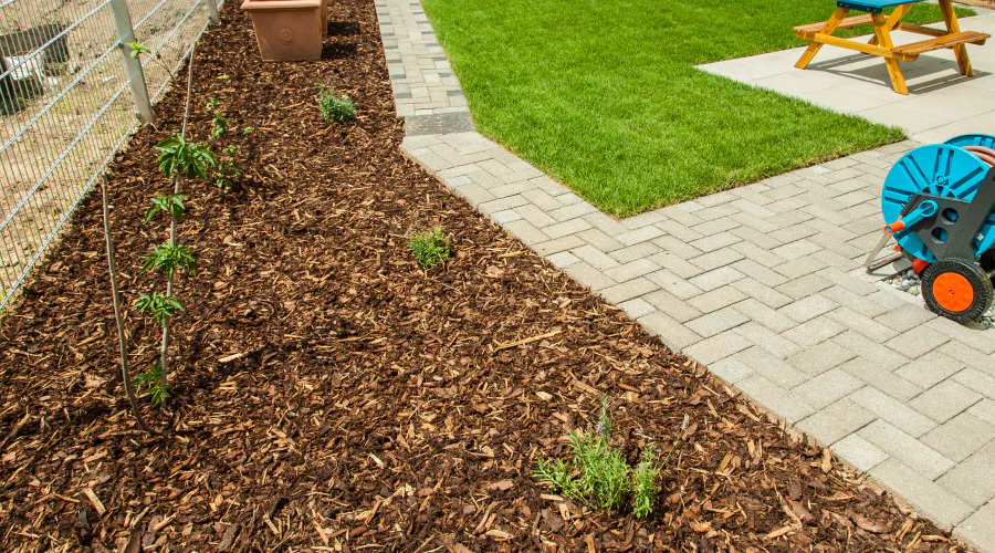 mulch in a house backyard smithfield va